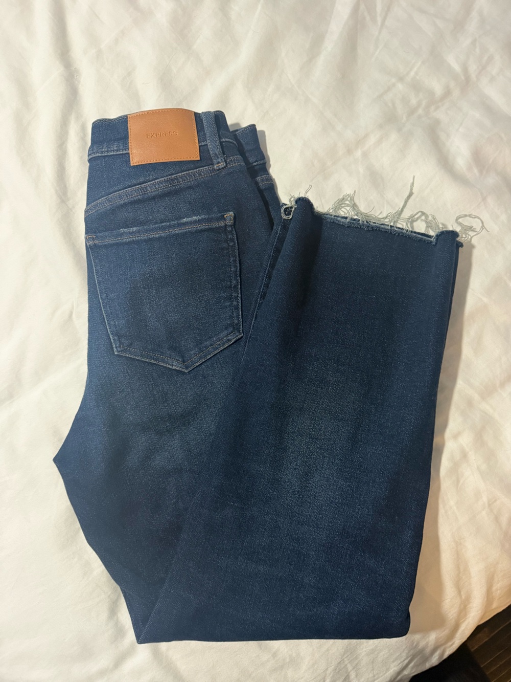 Express Blue Denim Jeans look straight ankle high rise size 6